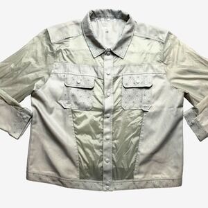 Epcot Jacket Mens 2XL Gray Earth Lightweight Spaceship Snap Buttons